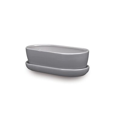 Donica ceramiczna Kaktusiarka 1 z podstawką J2200 27,5 x 12,5 cm szary