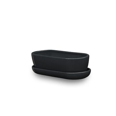 Donica ceramiczna Kaktusiarka 1 z podstawką J1401 27,5 x 12,5 cm czarny