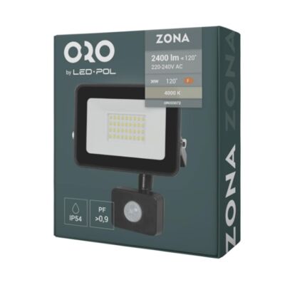 Naświetlacz LED ORO ZONA 30 W neutralna biel NW-B czarny