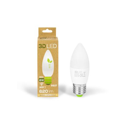 Żarówka ledowa 3LED świeczka E-27 8W barwa ciepła
