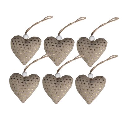 Dekoracja wisząca HEART 6 cm złoty 6 sztuk