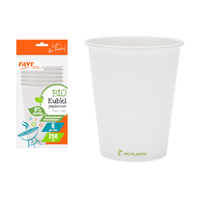 Kubek papierowy BIO 250 ml 6 sztuk
