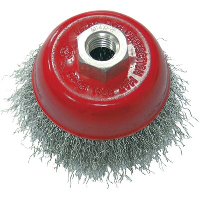 Szczotka doczołowa z drutu stalowego falistego fi 100 mm m14 Proline