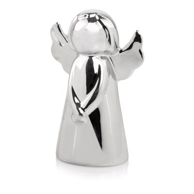 Figurka ceramiczna Aniołek srebrny 12 cm