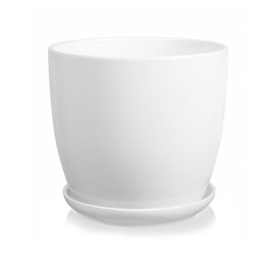 Donica ceramiczna z podstawkiem biała 12 cm