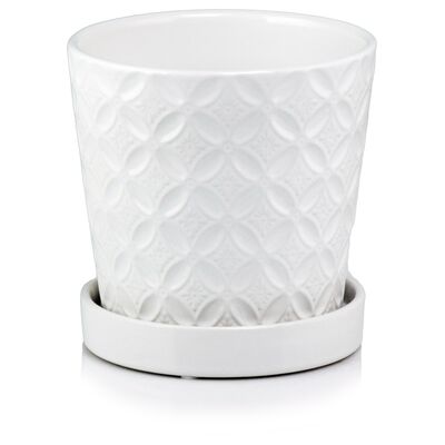Donica ceramiczna z podstawkiem biała 15 cm