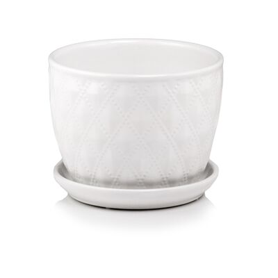 Donica ceramiczna z podstawkiem biała 13 cm