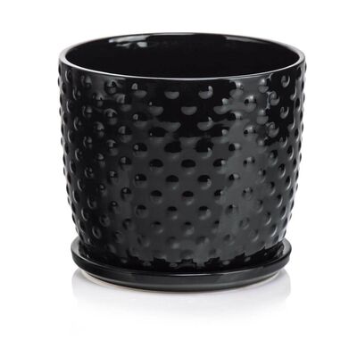 Donica z podstawkiem czarna 16 cm