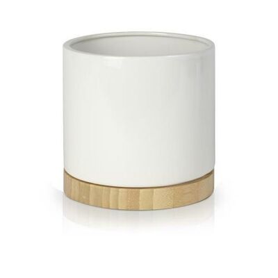 Osłonka ceramiczna cylinder bamboo white 13 cm