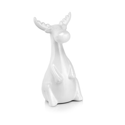 Figurka ceramiczna Renifer 15 cm biały