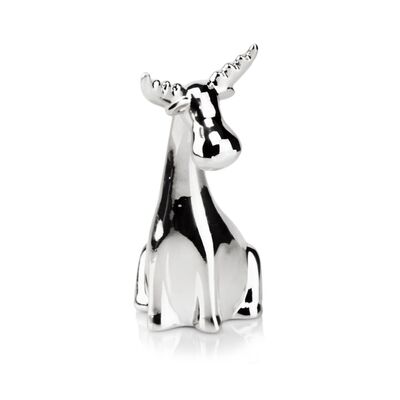 Figurka ceramiczna Renifer 13 cm srebrny