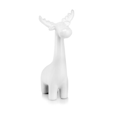Figurka ceramiczna Renifer 15 cm biały