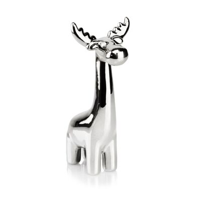 Figurka ceramiczna Renifer 15 cm srebrny