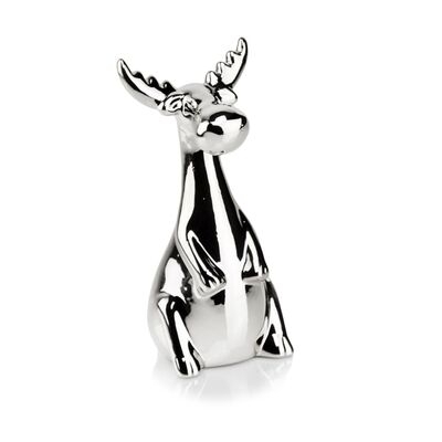 Figurka ceramiczna Renifer 15 cm srebrny