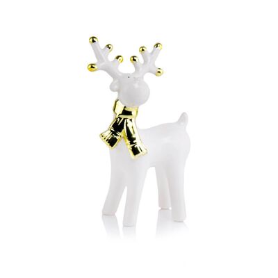 Figurka ceramiczna Renifer 17 cm biały