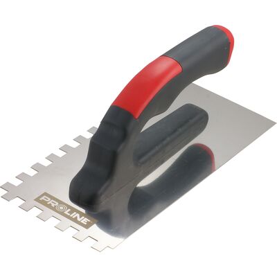 Paca nierdzewna 270 x 130 mm ząb 4 x 4 rączka plastikowa otwór PROLINE