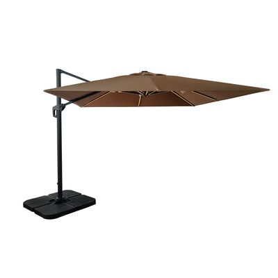 Parasol ogrodowy boczny z oświetleniem LED 300 cm szary