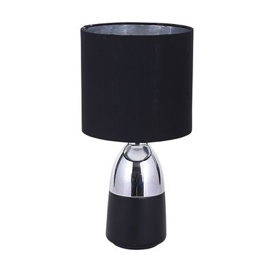 Lampa stołowa z podstawą metalową 16 x 31 cm srebrno-czarna