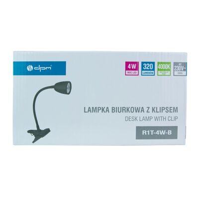 Lampka biurkowa z klipsem, czarna