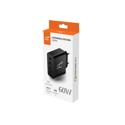 Ładowarka sieciowa 5 V DC 60 W /USB A,C/ szybka 3995 czarna LTC