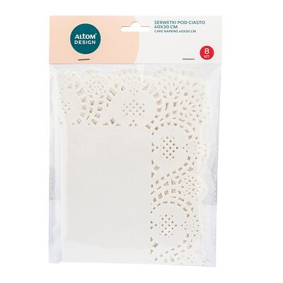 Komplet 8 serwetek prostokątnych papierowych pod ciasto 40 x 30 cm
