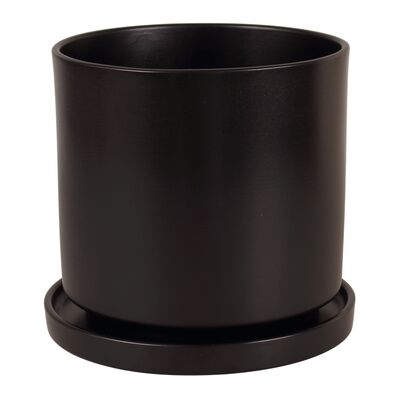 Doniczka cylinder 974 17 cm + podstawka czarny
