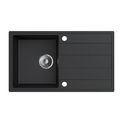 Zlewozmywak granitowy ZING 1-komorowy długi ociekacz 76 x 44 x 19,5 cm chrom/TON LAVA STONE