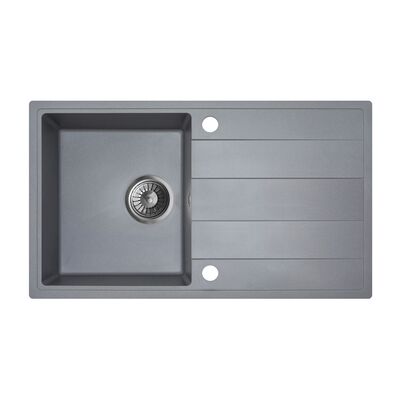 Zlewozmywak granitowy ZING 1-komorowy długi ociekacz 76 x 44 x 19,5 cm chrom/TON DIAMOND GRAY