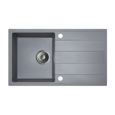 Zlewozmywak granitowy ZING 1-komorowy długi ociekacz 76 x 44 x 19,5 cm chrom/TON DIAMOND GRAY