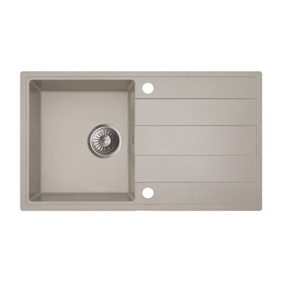 Zlewozmywak granitowy ZING 1-komorowy długi ociekacz 76 x 44 x 19,5 cm chrom/TON PURE SAND
