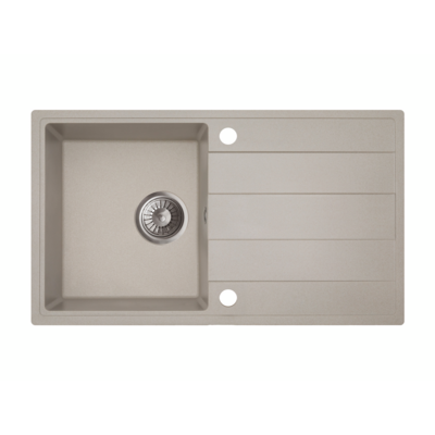 Zlewozmywak granitowy ZING 1-komorowy długi ociekacz 76 x 44 x 19,5 cm chrom/TON PURE SAND