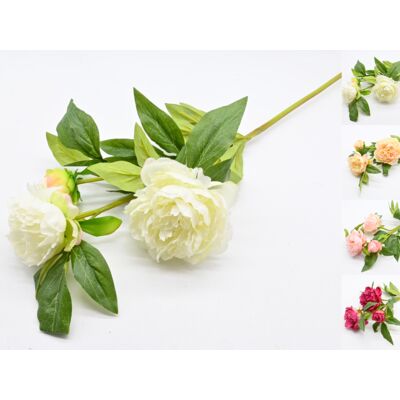 Gałązka peonii 3 kwiaty mix kolorów