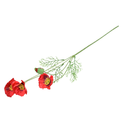 Gałązka maku 3 kwiaty 60 cm czerwony