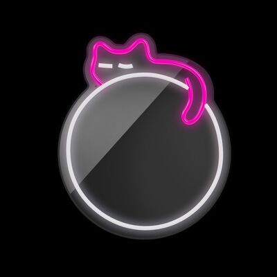 Neon mirror LED śpiący kot różowo-biały FMNE03 forever light