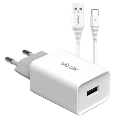 Ładowarka sieciowa USB 5 V 2,1 A + kabel USB typ C 1 m VA0051C Vayox