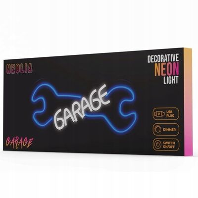 Neon plexi LED garage błękit biały NNE22 neolia