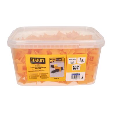 Klipsy do poziomowania płytek fuga 3 mm płytki 3-16 mm wiaderko 400 sztuk Hardy