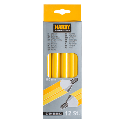 Ołówek 18 cm żółty 12 sztuk Hardy