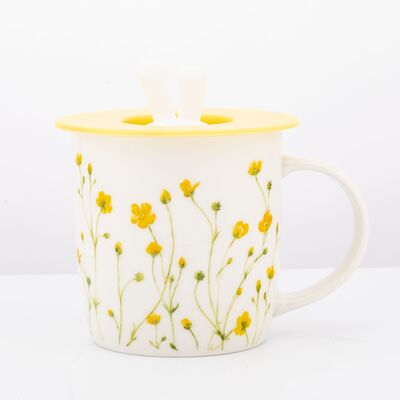 Kubek porcelanowy Kaczeńce z pokrywą silikonową 380 ml