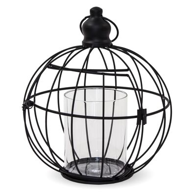 Lampion metalowy 24 x 18 x 18 cm czarny