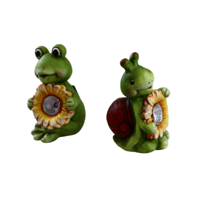 Figura ogrodowa z solarem żaba 10,2 x 10,2 x 16 cm