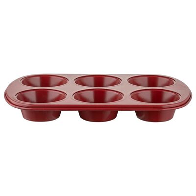 Blacha do muffinek na 6 babeczek Deliss 28,6 x 17,8 x 3 cm bordowy