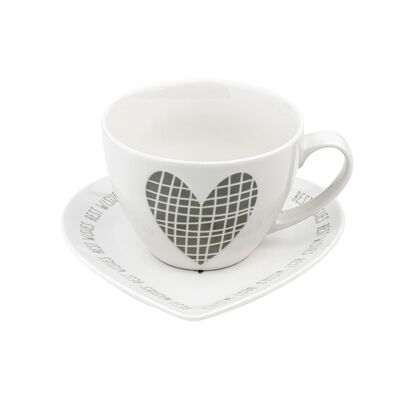 Filiżanka ze spodkiem Hearts 460 ml biały
