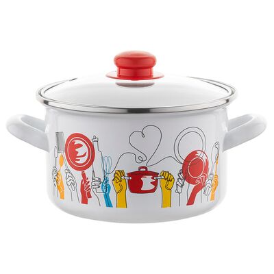 Garnek emaliowany prosty Pepito z pokrywką 20 cm 3,7 l