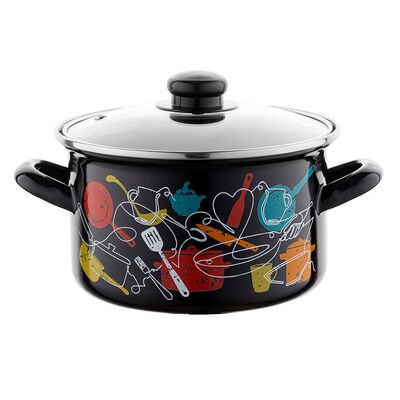 Garnek emaliowany prosty Malena z pokrywką 16 cm 2 l