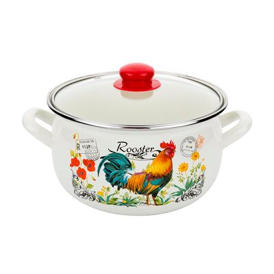 Garnek emaliowany Pyza Kogucik z pokrywką 22 cm 5 l