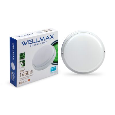 Lampa LED bulkhead okrągły biały z czujnikiem 18 W 1650 lm