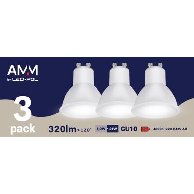 Żarówka LED GU10 4,9 W barwa dzienna 3 sztuki