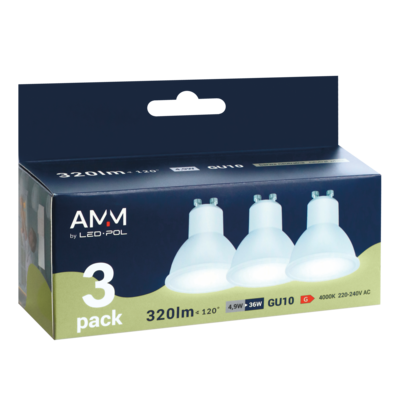 Żarówka LED GU10 4,9 W barwa dzienna 3 sztuki