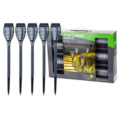 Zestaw 5 sztuk lamp solarnych tańczące płomyki 46,5 cm Saska Garden